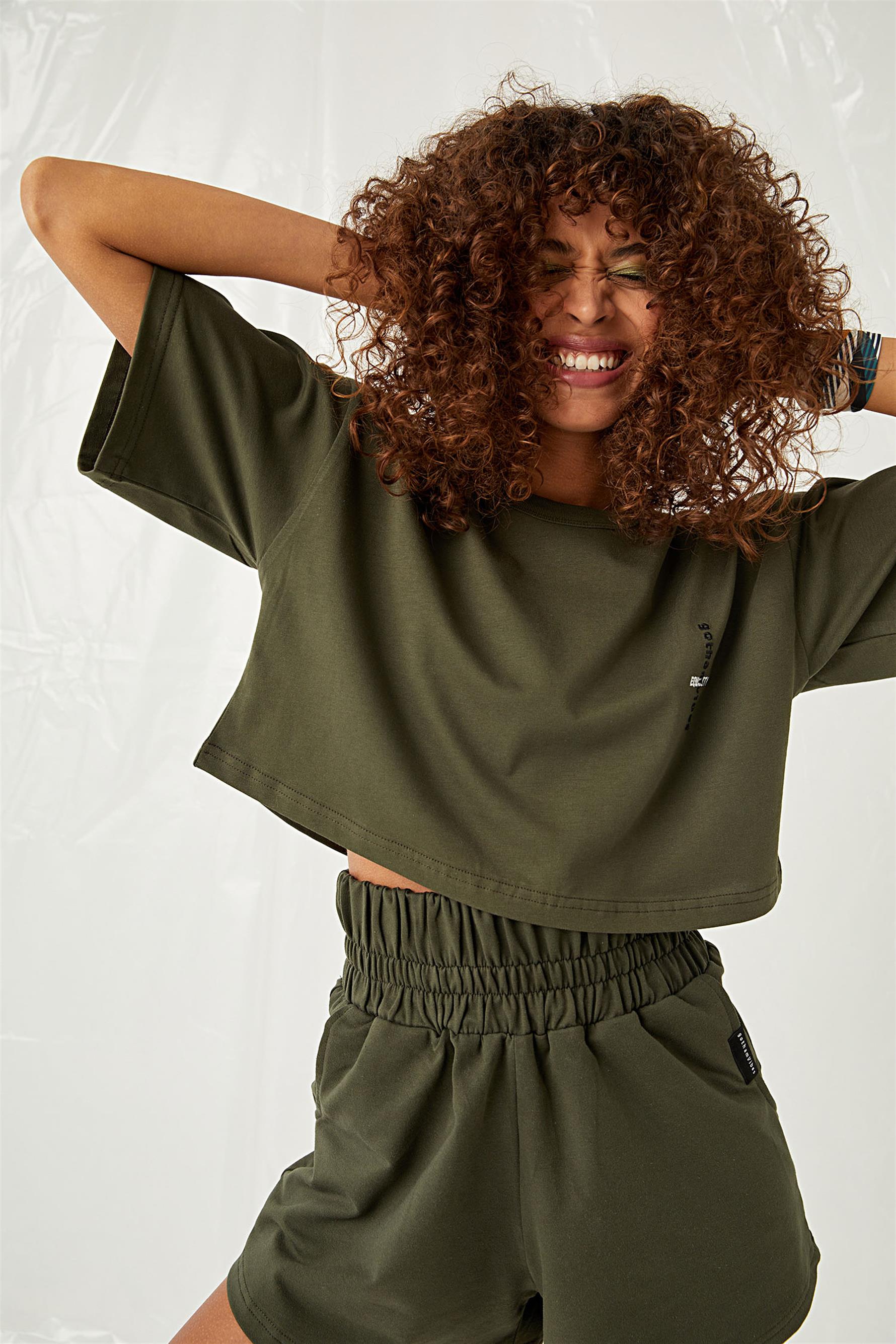 Kadın Equality Haki Crop T-Shirt