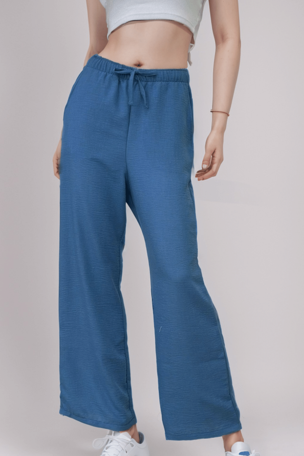 Kadın Mavi Keten Pantolon