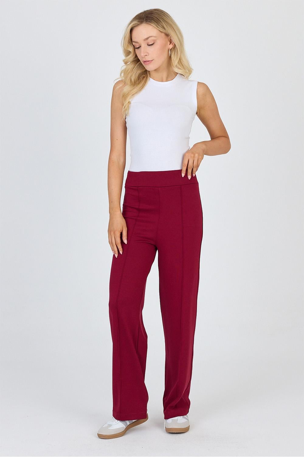Kadın Modal Kumaş Bordo Pantolon