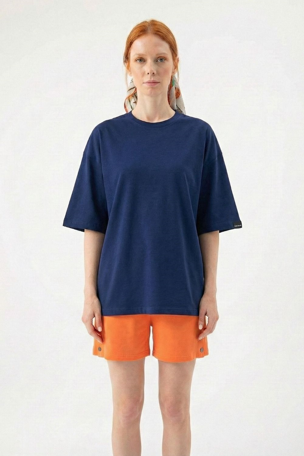 Kadın Plain Oversize Lacivert T-Shirt