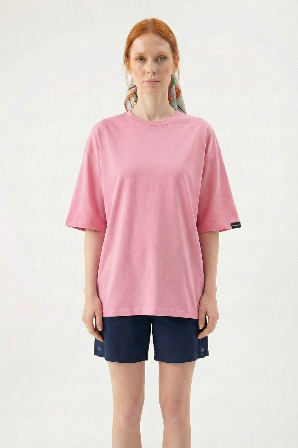 Kadın Plain Oversize Pembe T-Shirt