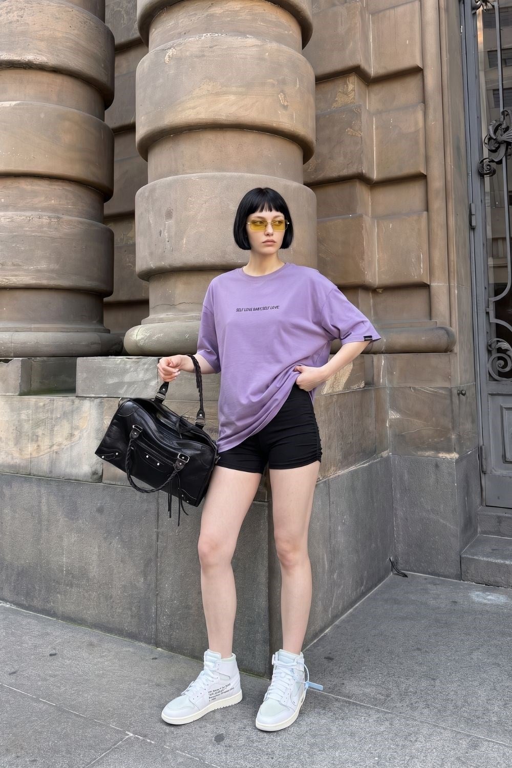 Kadın Self Love Oversize Mor T-Shirt