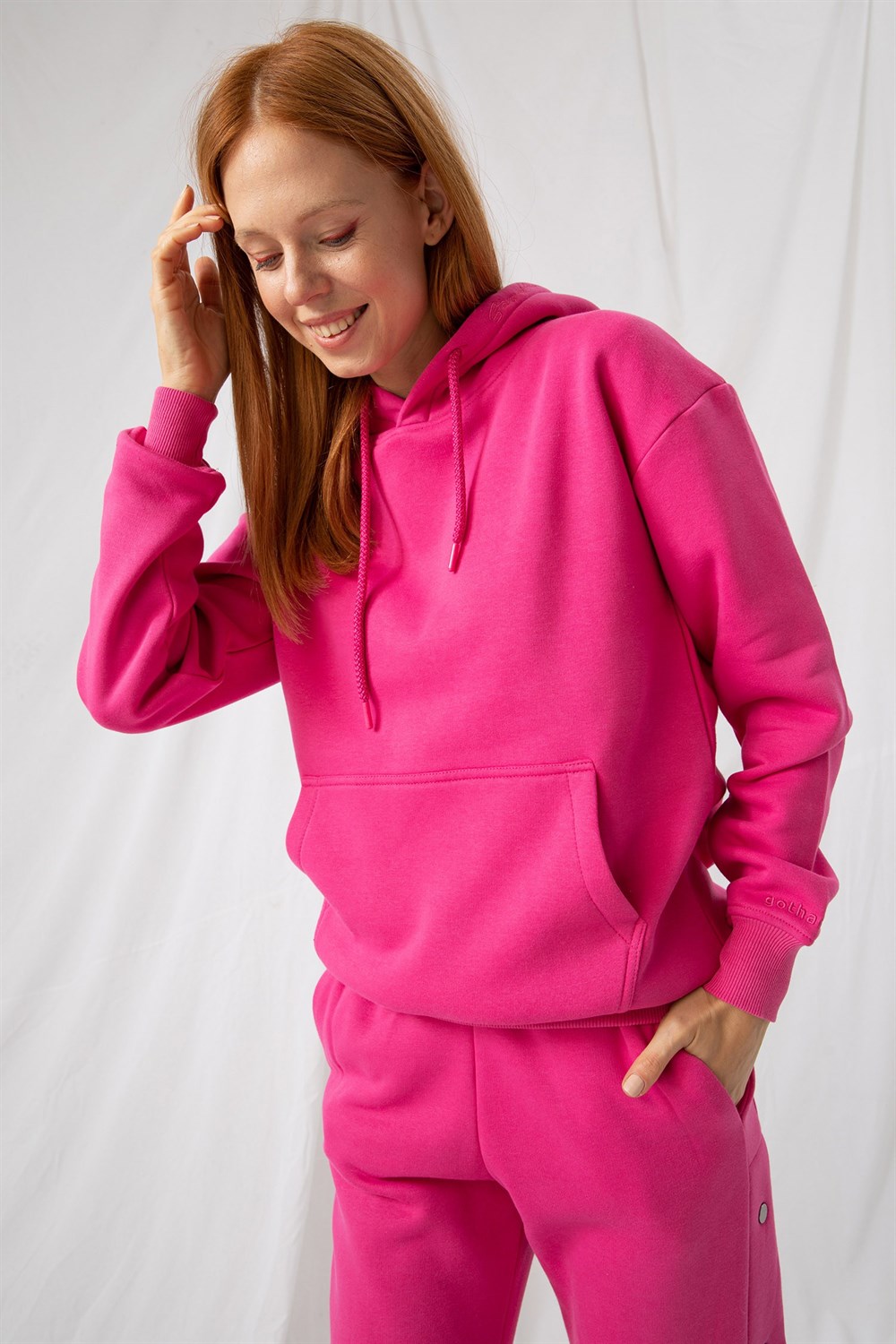 Kadın Stay Oversize Pembe Hoodie Sweatshirt