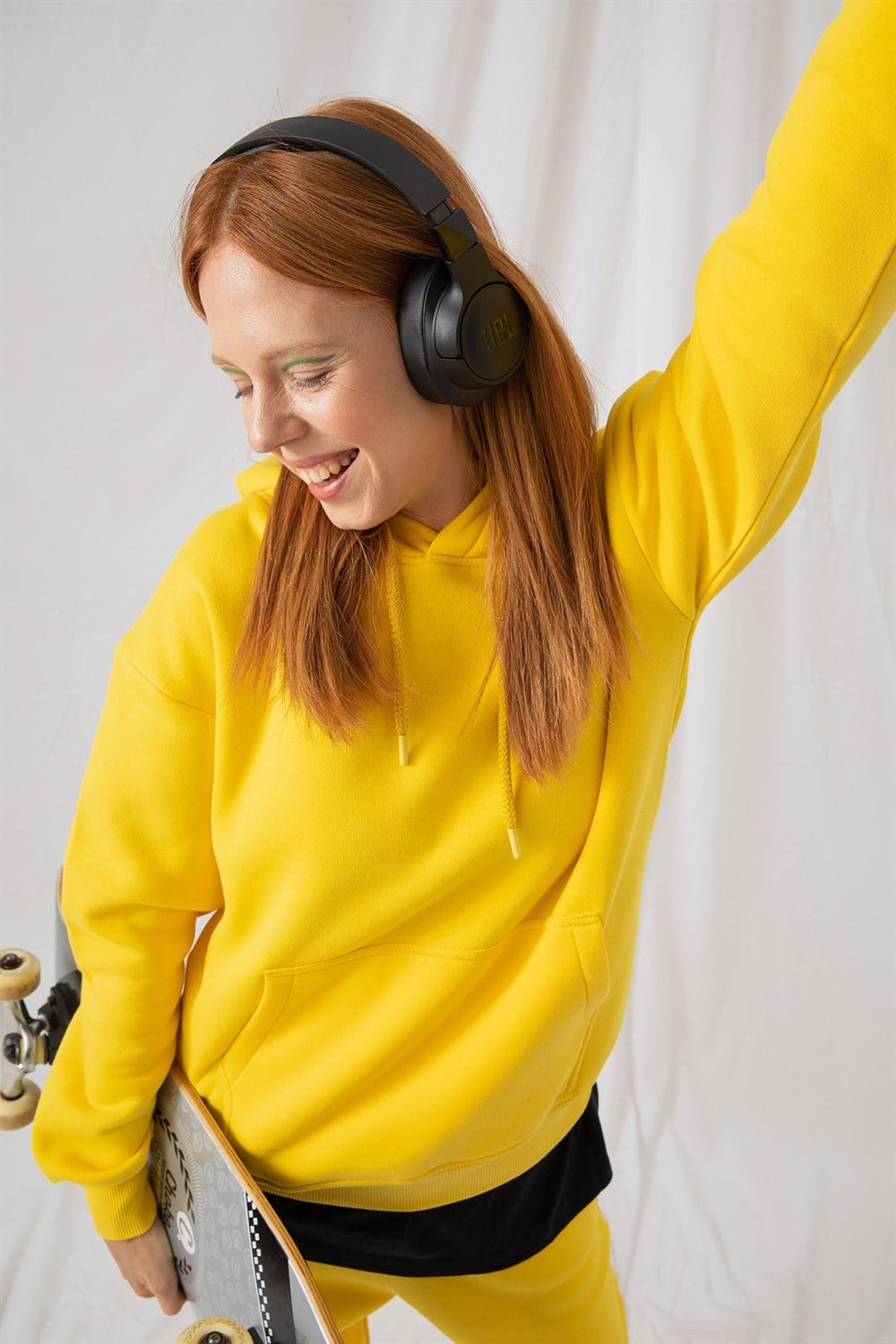 Kadın Stay Oversize Sarı Hoodie Sweatshirt
