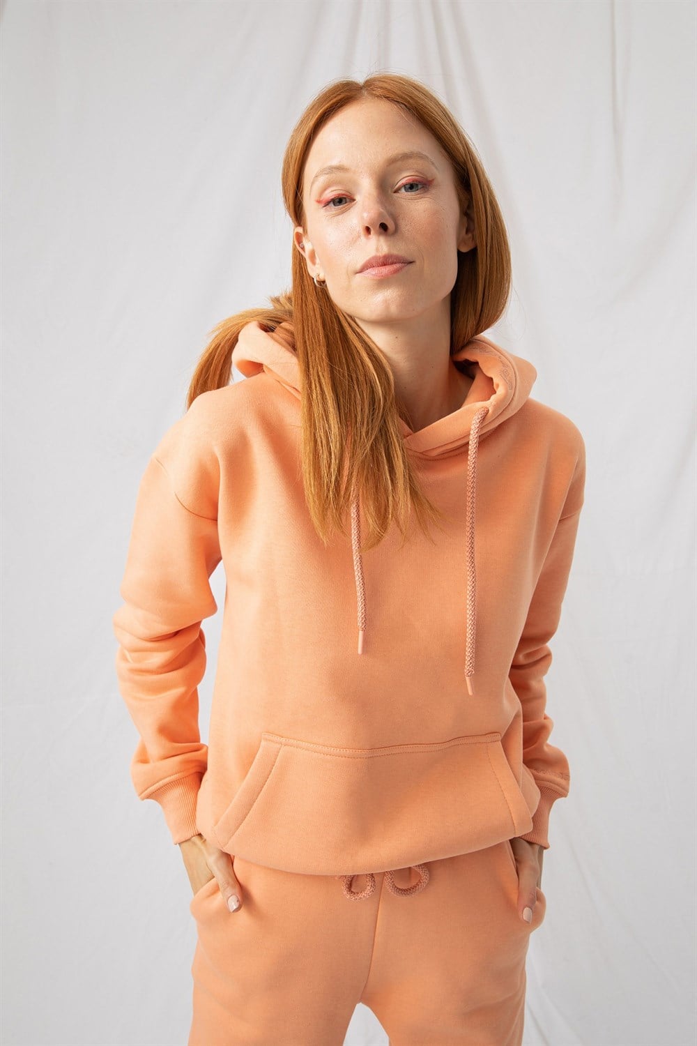 Kadın Stay Oversize Somon Hoodie Sweatshirt