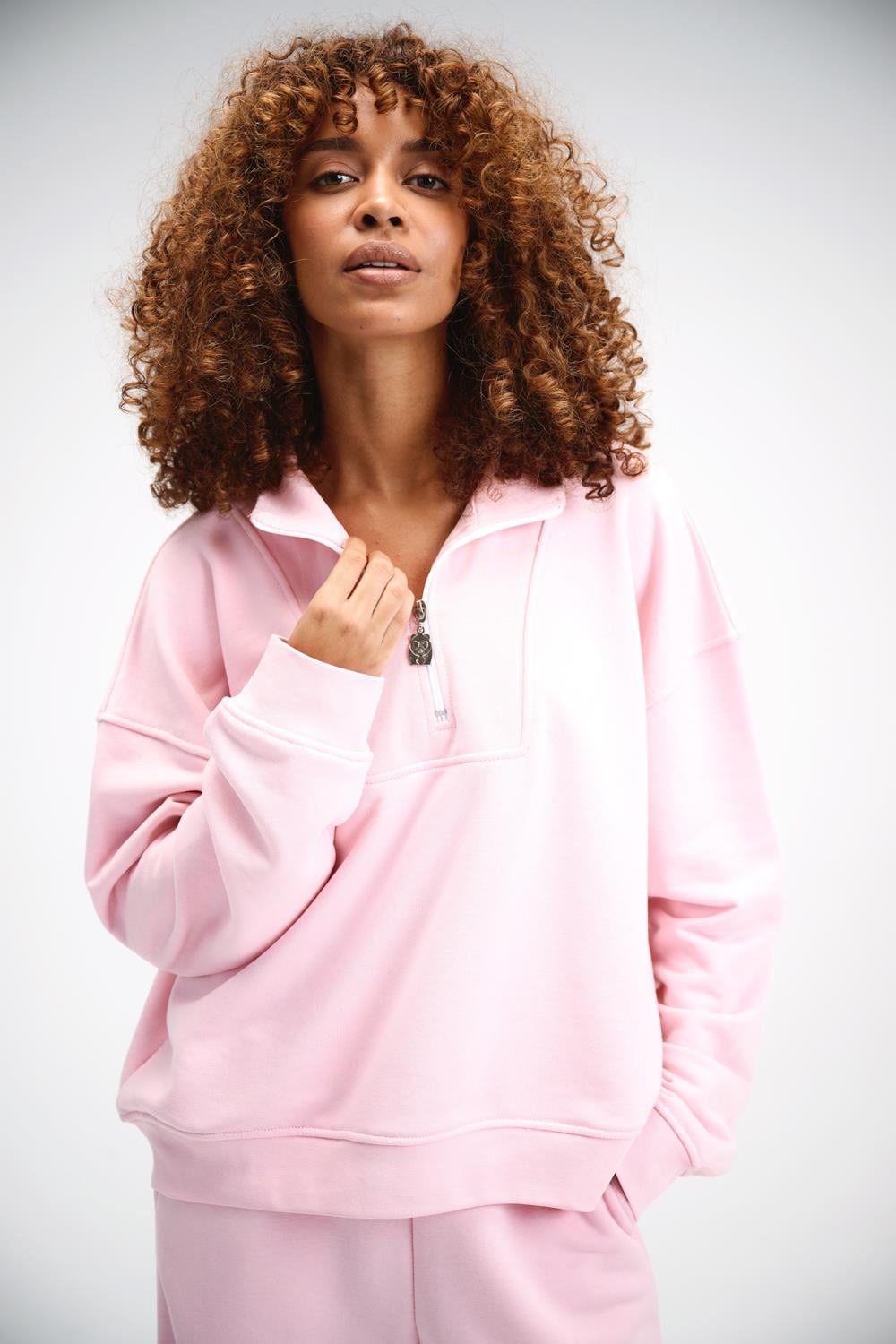 Kadın Timeless Fermuarlı Pembe Sweatshirt