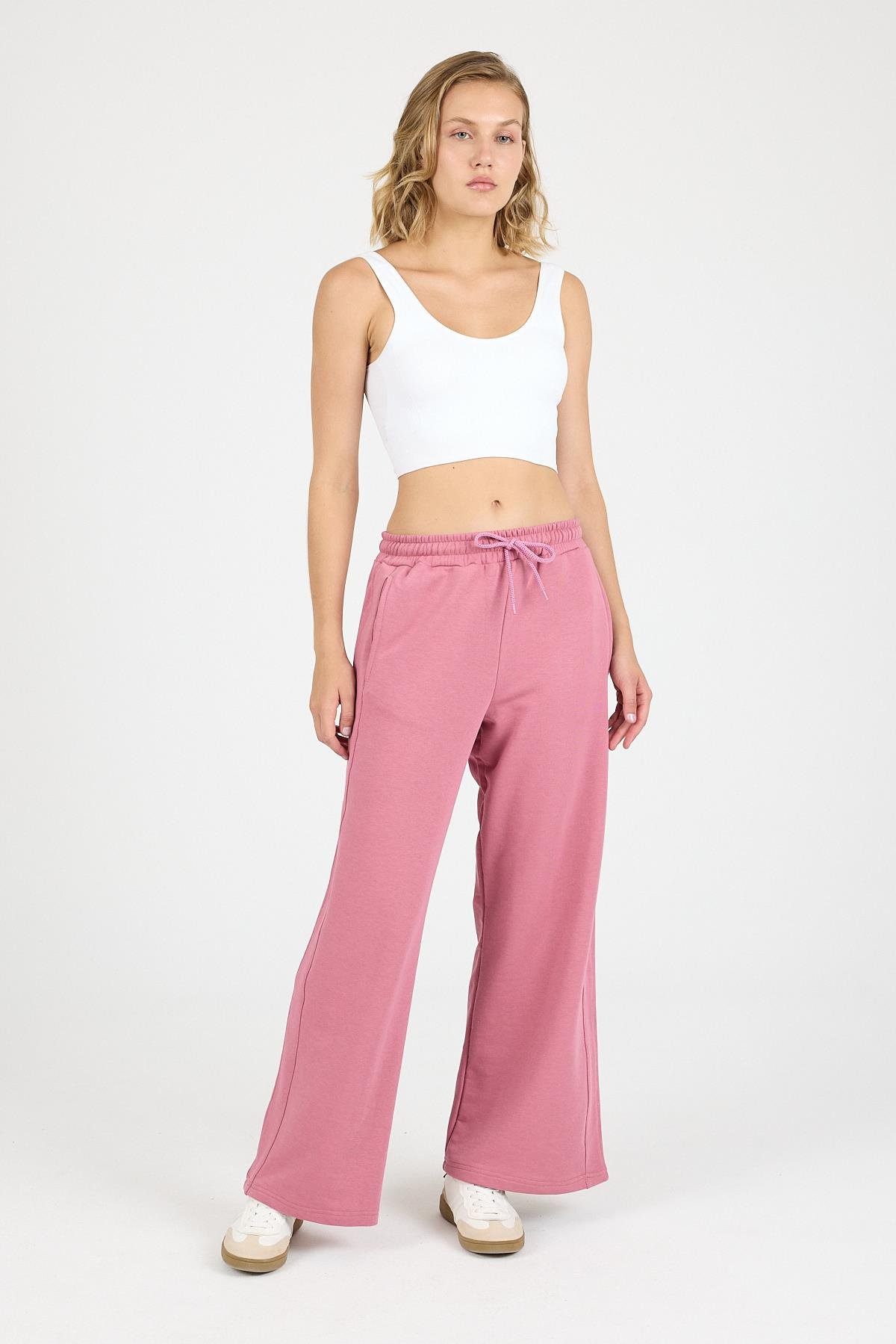 Kadın Timeless Gül Kurusu Bol Paça Eşofman Altı