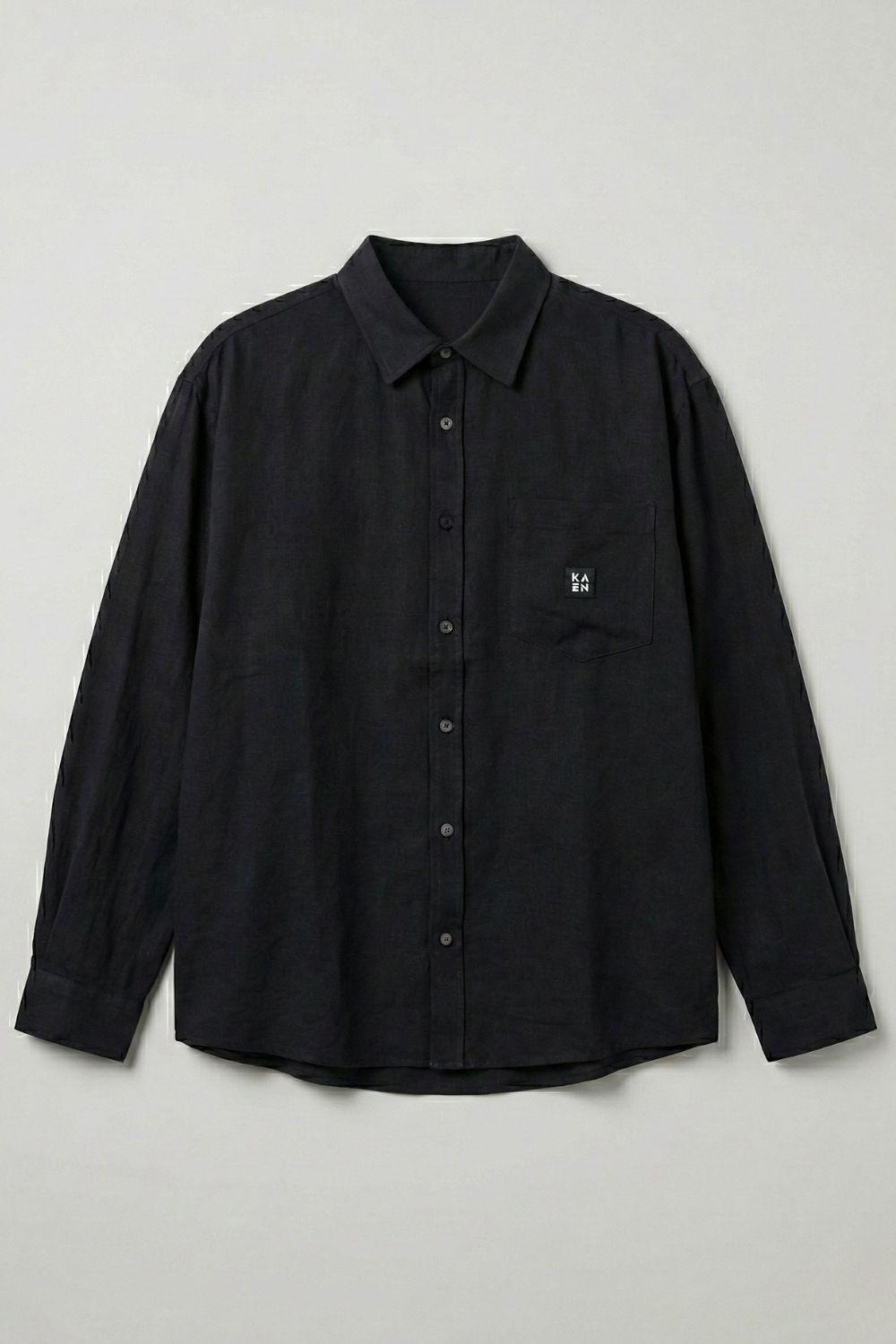 Modal Siyah Dökümlü Gömlek