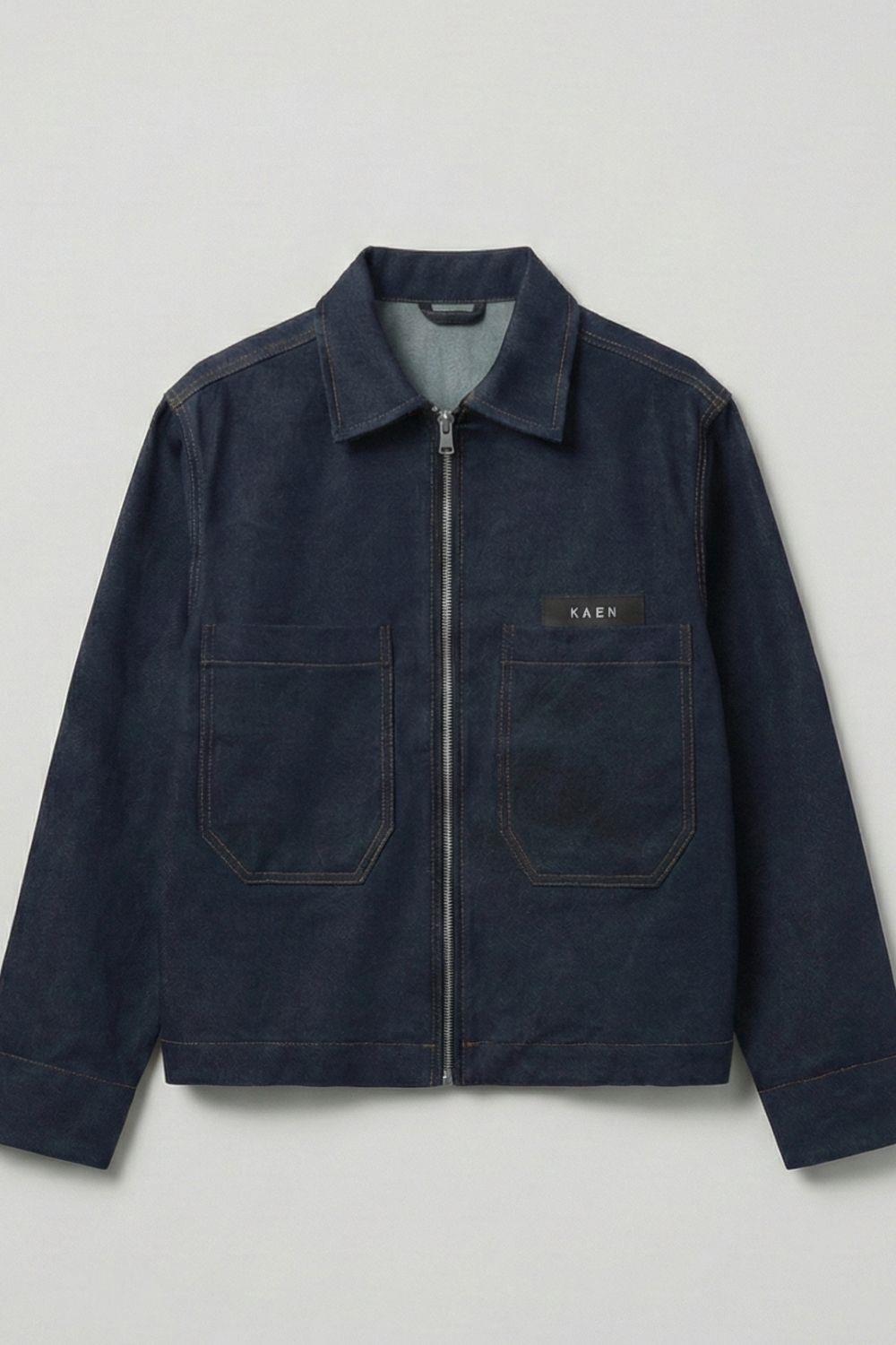 Oversize Fermuarlı Kot Ceket