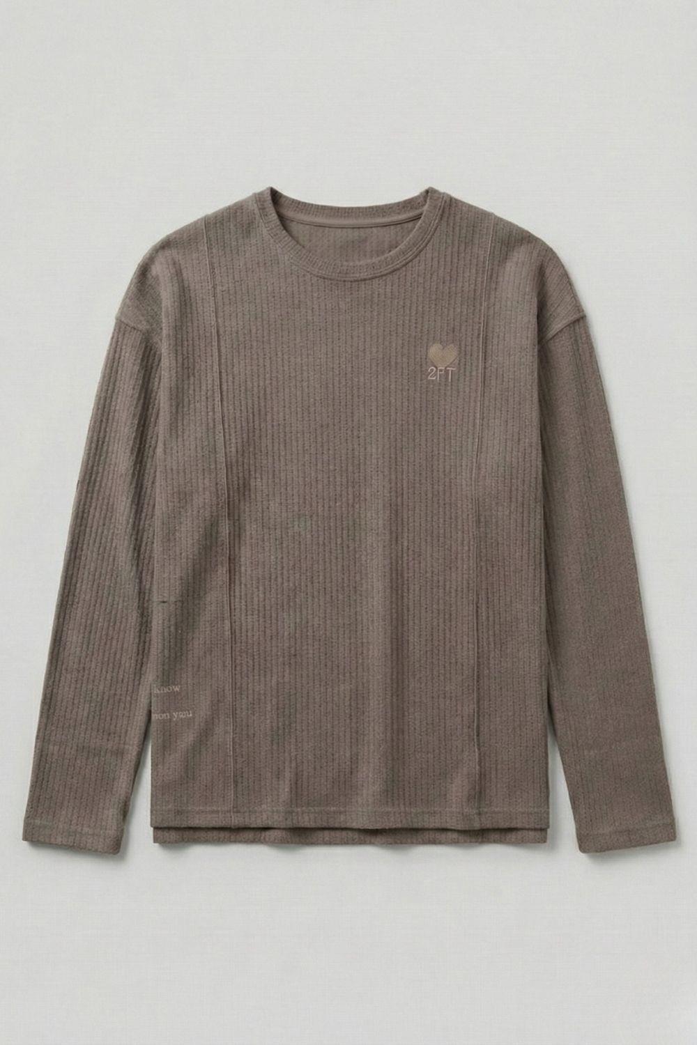 Saç Örgü Kül Nakışlı Sweatshirt