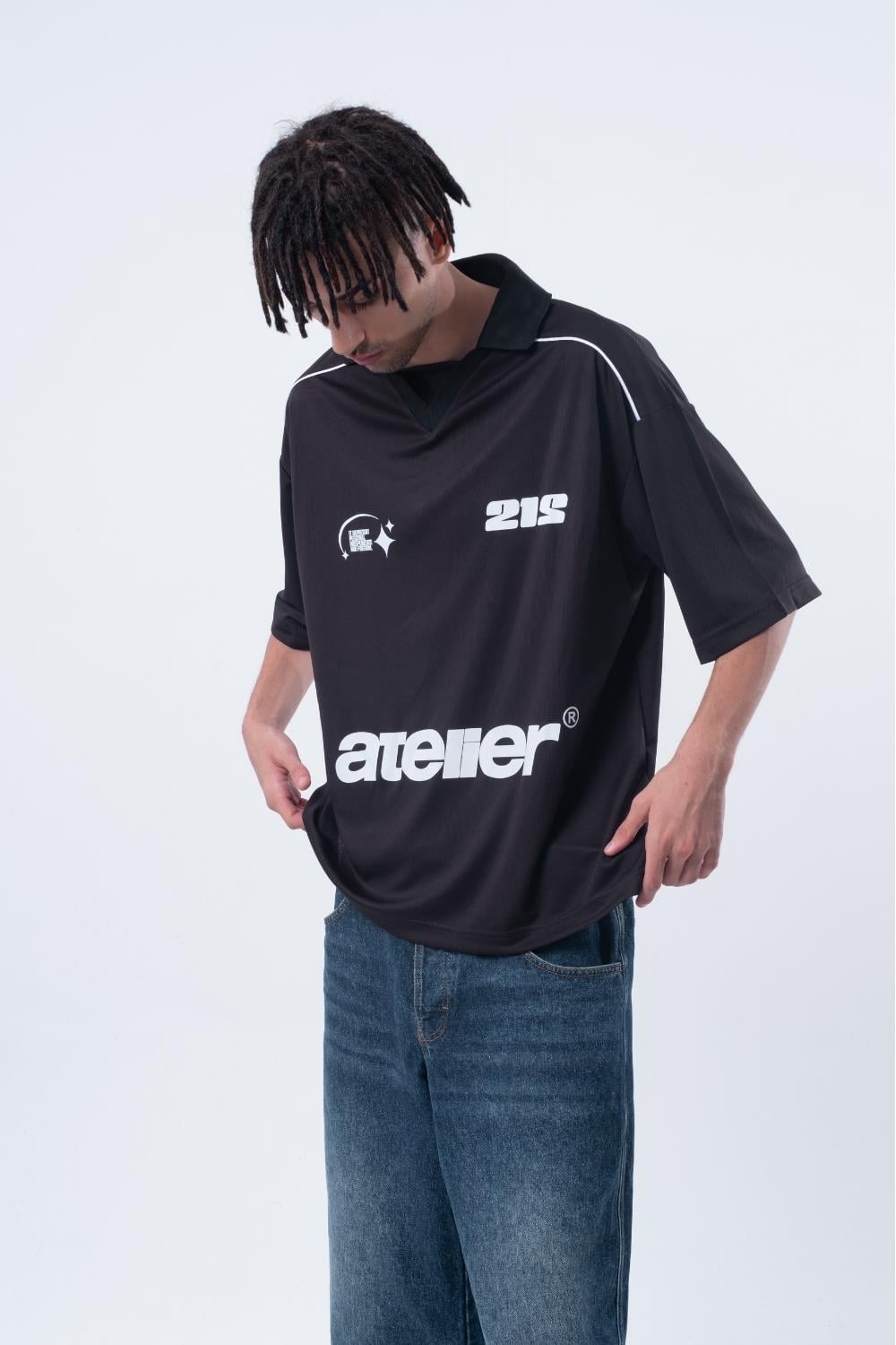 Vibes X 212 ATELİER Oversize Jersey Siyah T-shirt