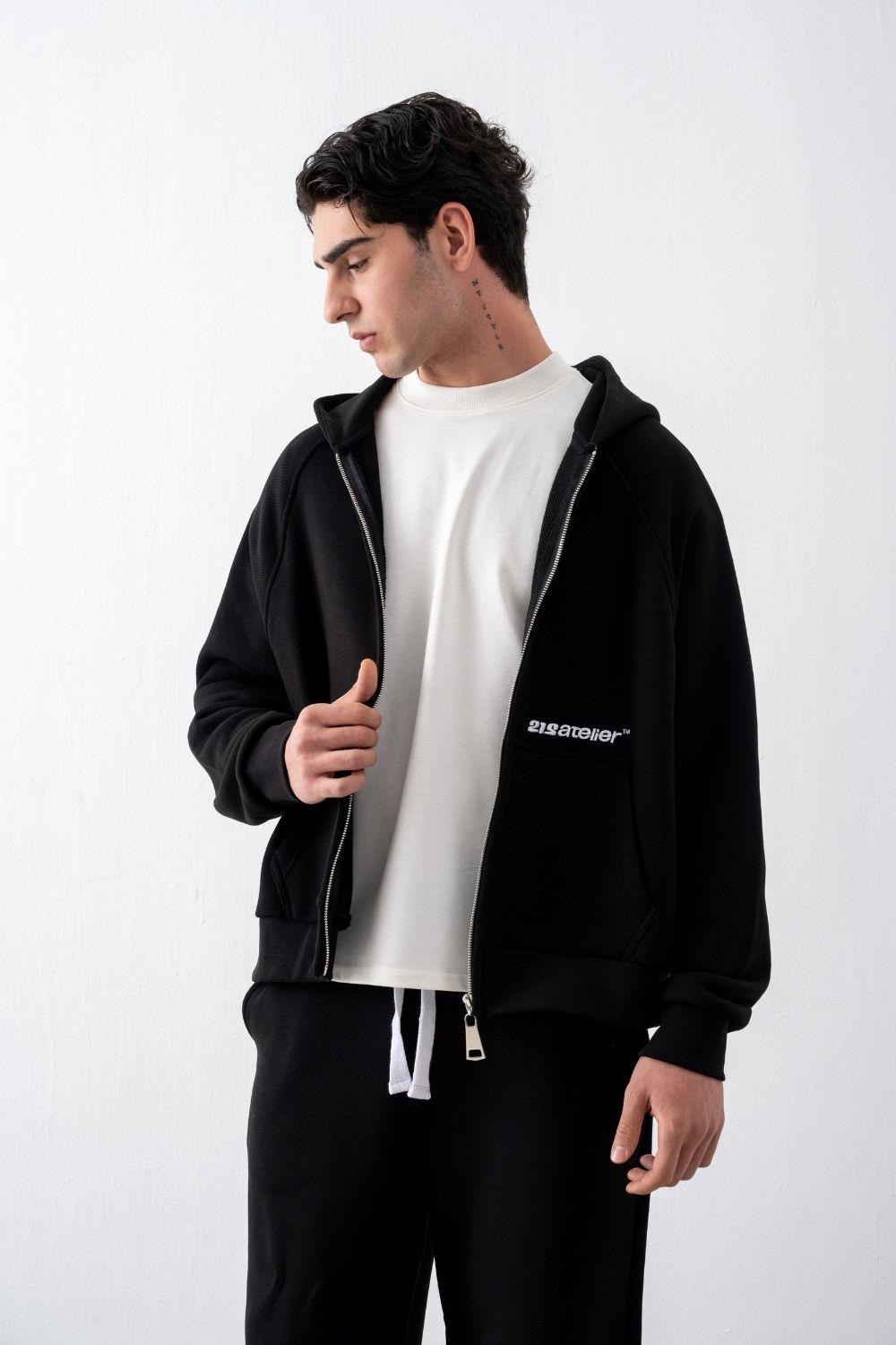 Vibes X 212 ATELİER Siyah The Core 500 Zip Sweatshirt