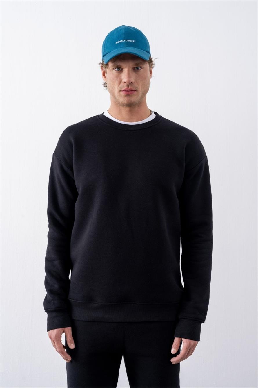 Erkek Vibe Oversize Siyah Sweatshirt - Gotham.com.tr