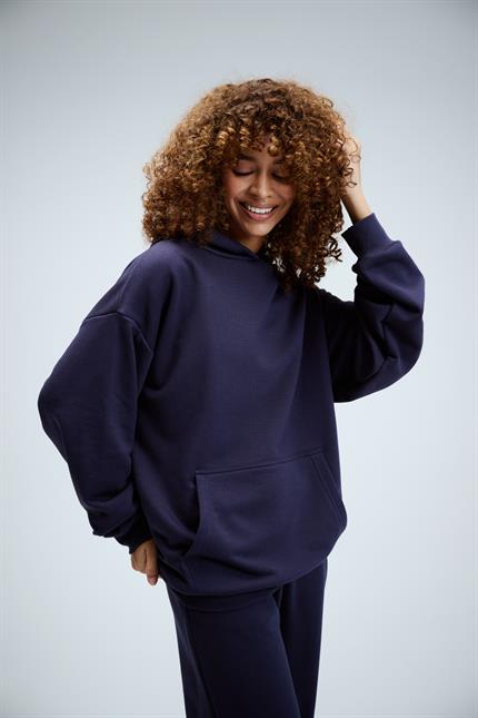 Kadın Timeless Oversize Lacivert Hoodie Sweatshirt