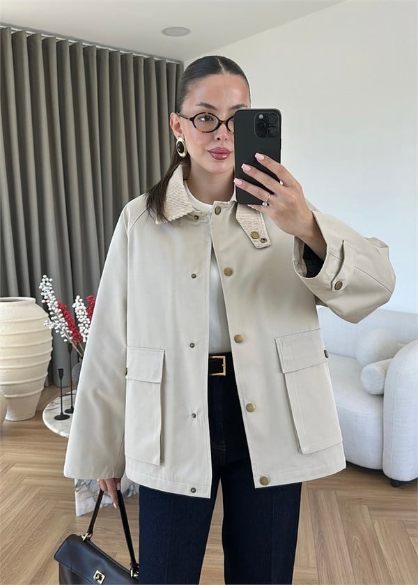 Barbour Kadife Yakalı Mont TAŞ