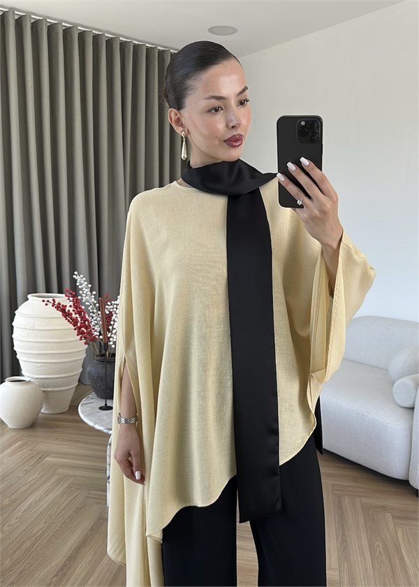 İpek Fularlı Asimetrik Bluz RENKLİ