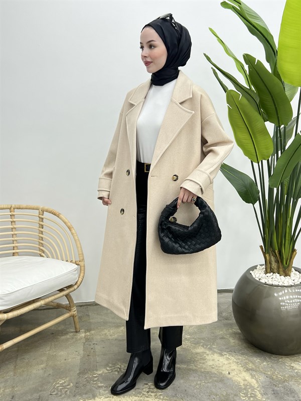 Kuşaklı Yün Kaban BEJ 02