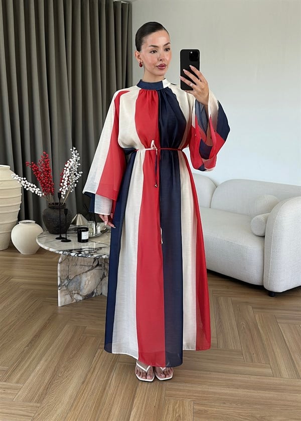 Olivel Çizgili Elbise LACİVERT