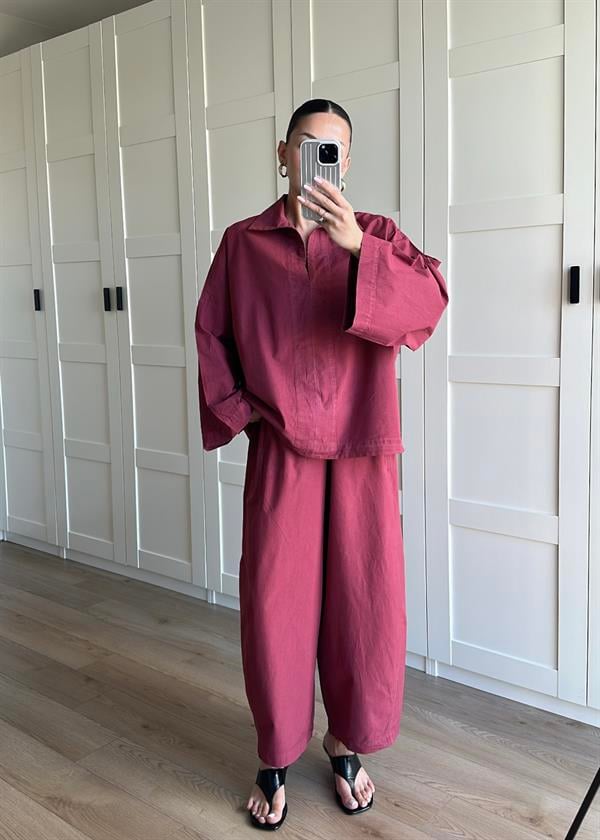 Paraşüt Gömlek Pantolon Takım BORDO