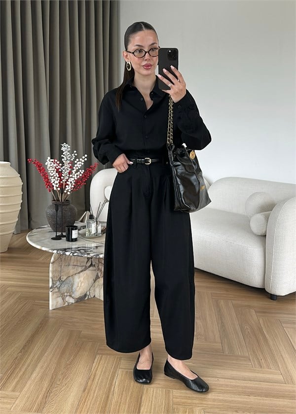 Ritta Barrel Jean SİYAH