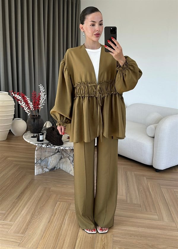 Robalı Kimono Ceket Takım YAĞ YEŞİLİ