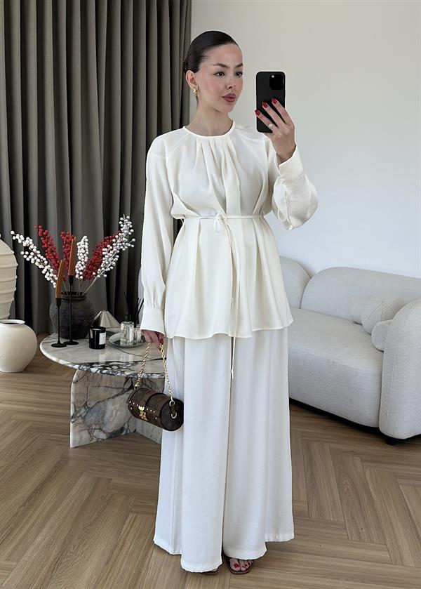 Yaka Pileli İkili Takım BEYAZ