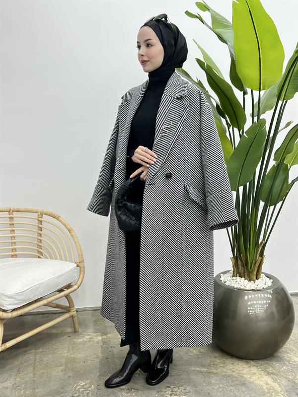 Balıksırtı Desen Premium Kaban SİYAH