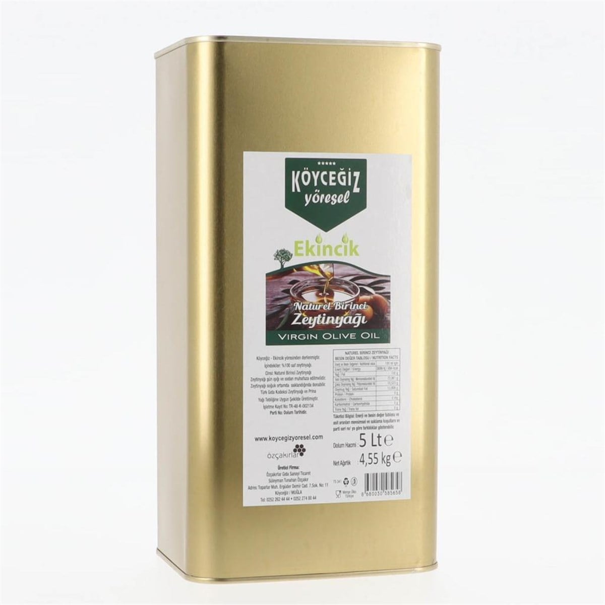 Köyceğiz Yöresel Naturel Birinci Zeytinyağı 5 Litre Teneke