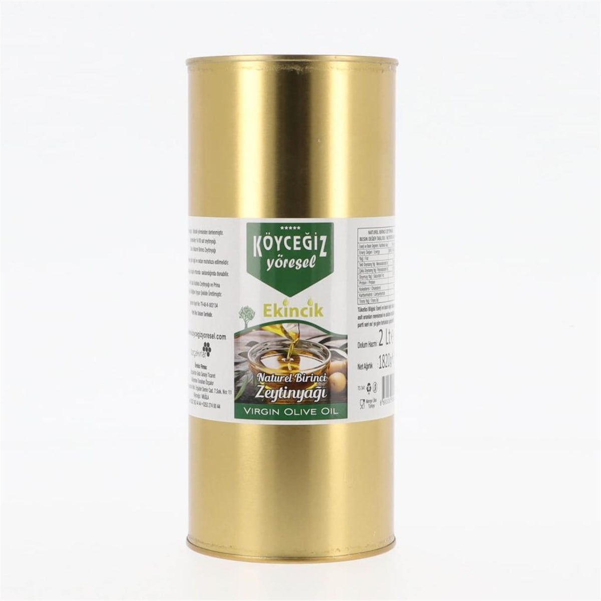 Köyceğiz Yöresel Naturel Birinci Zeytinyağı 2 Litre Teneke