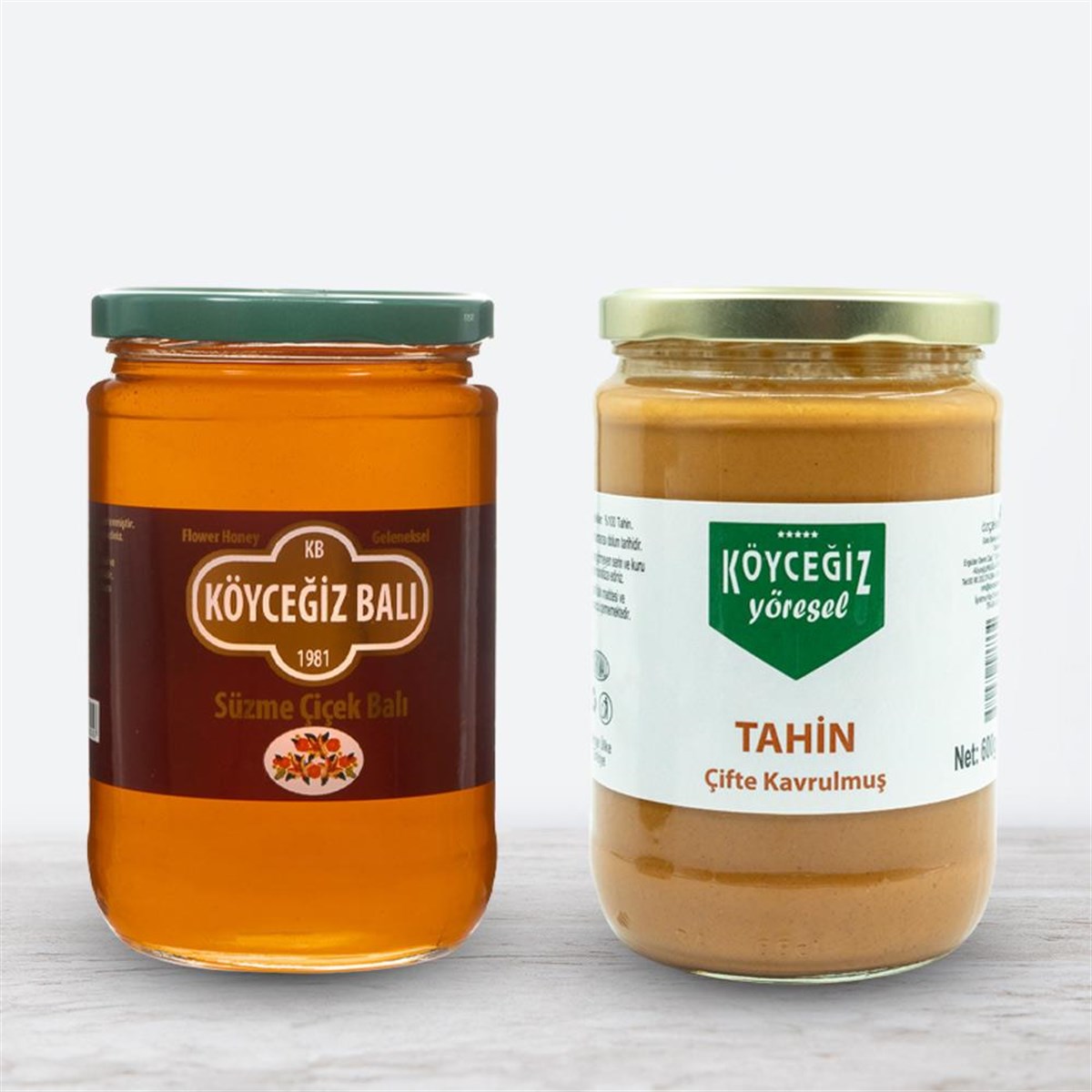 Köyceğiz Balı Çiçek Balı 850 G Cam Kavanoz + Köyceğiz Yöresel Çifte Kavrulmuş Tahin 600 G Cam Kavanoz