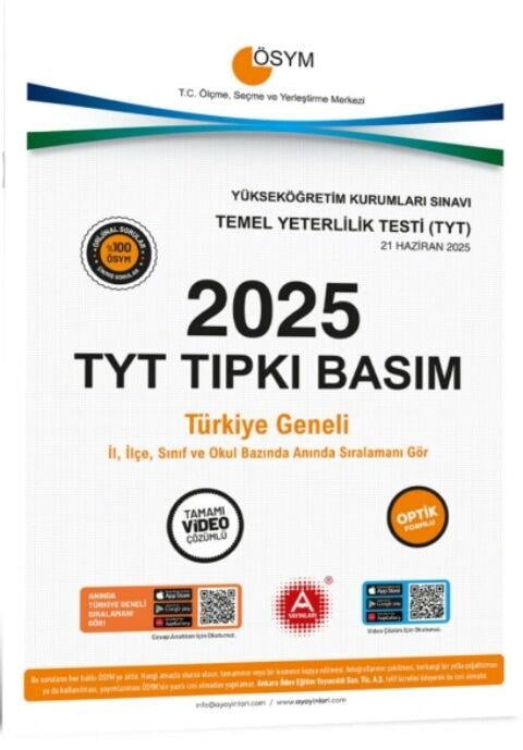 A Yayınları 2025 TYT Tıpkı Basım Çıkmış Sorular