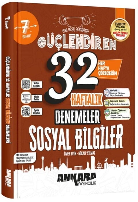 Ankara Yayıncılık 7. Sınıf Sosyal Bilgiler 32 Haftalık Güçlendiren Denemeleri