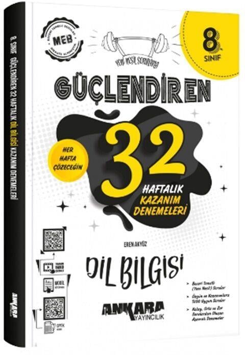 Ankara Yayıncılık 8. Sınıf Dil Bilgisi Güçlendiren Haftalık Kazanım Denemeleri