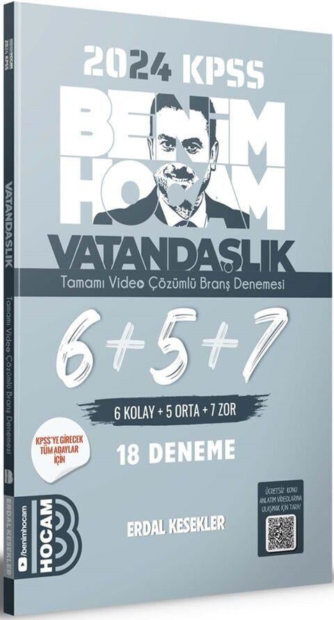 Benim Hocam Yayınları 2024 KPSS Vatandaşlık Tamamı Çözümlü 6+5+7  Deneme