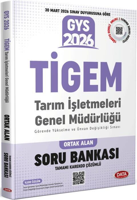 Data Yayınları 2026 GYS TİGEM Tarım İşletmeleri Genel Müdürlüğü Ortak Alan Soru Bankası