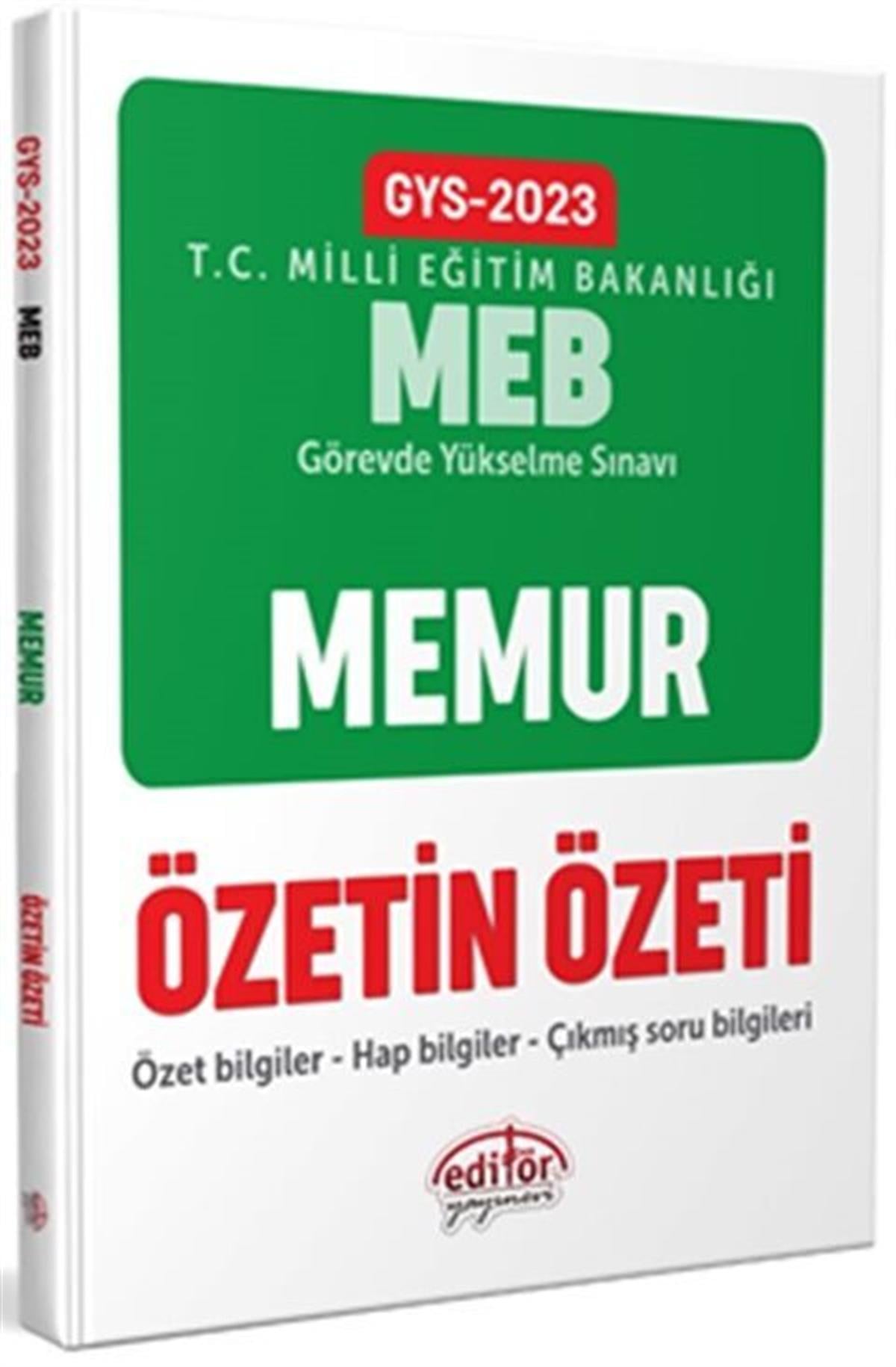 Editör Yayınları 2023 Milli Eğitim Bakanlığı GYS Memur Özetin Özeti