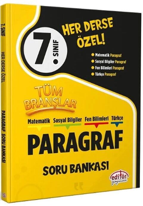 Editör Yayınları 7. Sınıf Paragraf Tüm Branşlar Soru Bankası