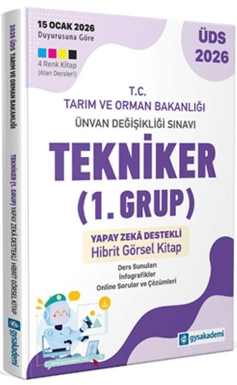 GYSAkademi Yayınları 2026 ÜDS T.C. Tarım ve Orman Bakanlığı Tekniker 1. Grup Yapay Zeka Destekli Hibrit Kitap