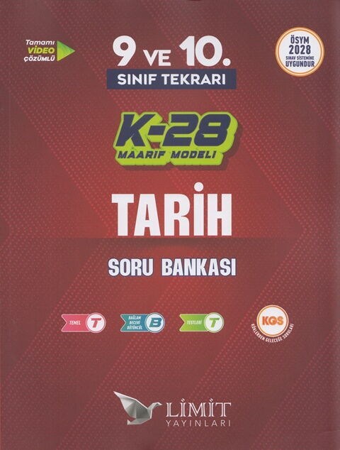 Limit Yayınları TYT 9. ve 10. Sınıf Tekrarı Tarih K-28 Maarif Model Soru Bankası