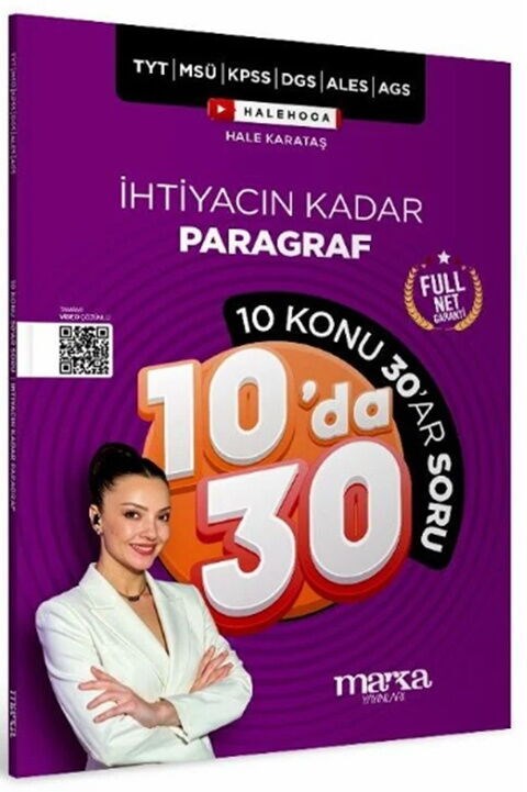 Marka KPSS MEB AGS TYT MSÜ DGS ALES İhtiyacın Kadar Paragraf 10 da 30 Soru Bankası