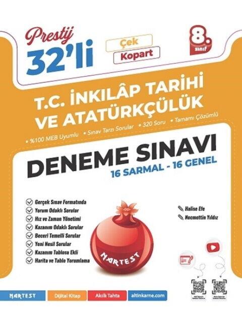 Nartest Yayınları 8. Sınıf Prestij T.C. İnkılap Tarihi ve Atatürkçülük 32 Deneme