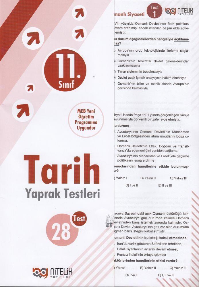 Nitelik Yayınları 11. Sınıf Tarih 28 Yaprak Test