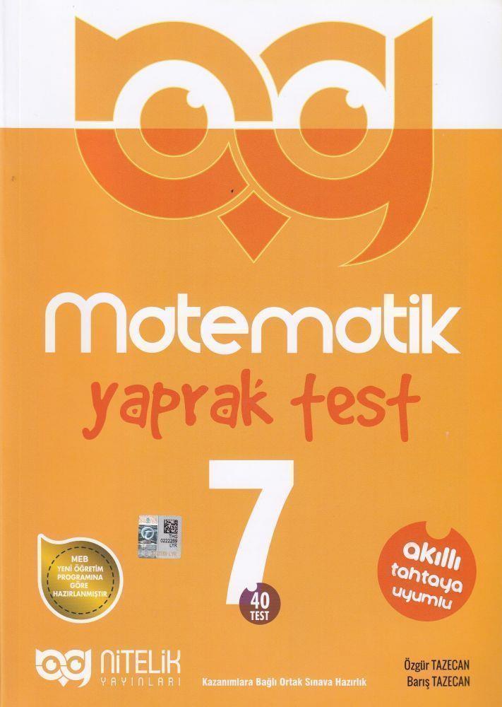 Nitelik Yayınları 7. Sınıf Matematik 40 Yaprak Test