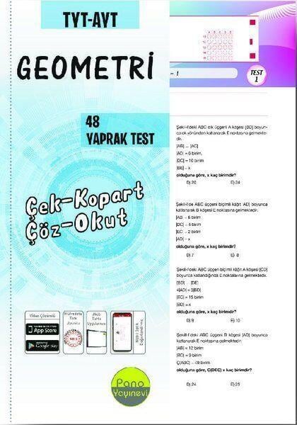Pano Yayınları TYT AYT Geometri 48 Yaprak Test