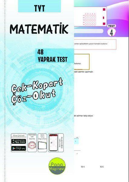 Pano Yayınları TYT Matematik 48 Yaprak Test