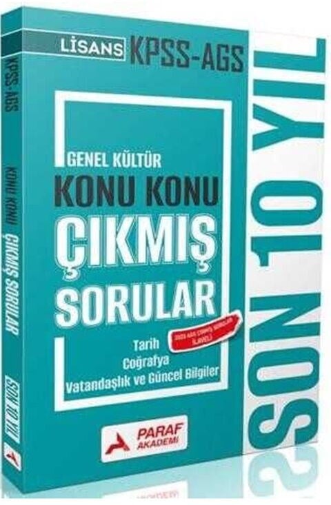 Paraf 2026 KPSS MEB AGS Lisans Tarih Coğrafya Vatandaşlık ve Güncel Bilgiler Son 10 Yıl Konu Konu Çıkmış Sorular