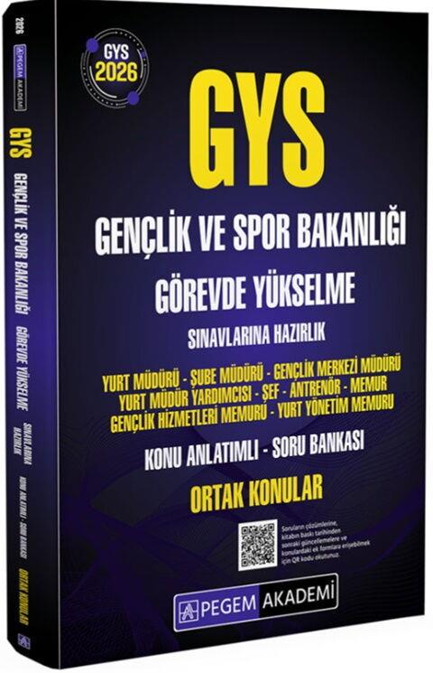 Pegem Akademi 2026 GYS Gençlik ve Spor Bakanlığı Sınavlarına Hazırlık Ortak Konular Konu Anlatımlı Soru Bankası