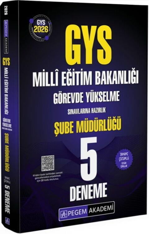 Pegem Akademi 2026 GYS MEB Görevde Yükselme Sınavlarına Hazırlık Şube Müdürlüğü Tamamı Çözümlü 5 Deneme