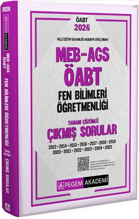 Pegem Akademi 2026 MEB AGS ÖABT Fen Bilimleri Öğretmenliği Tamamı Çözümlü Çıkmış Sorular
