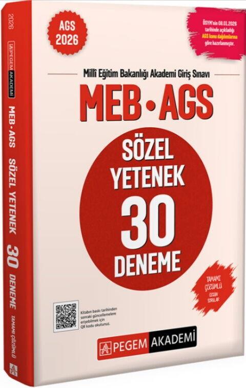 Pegem Akademi 2026 MEB AGS Sözel Yetenek 30 Deneme